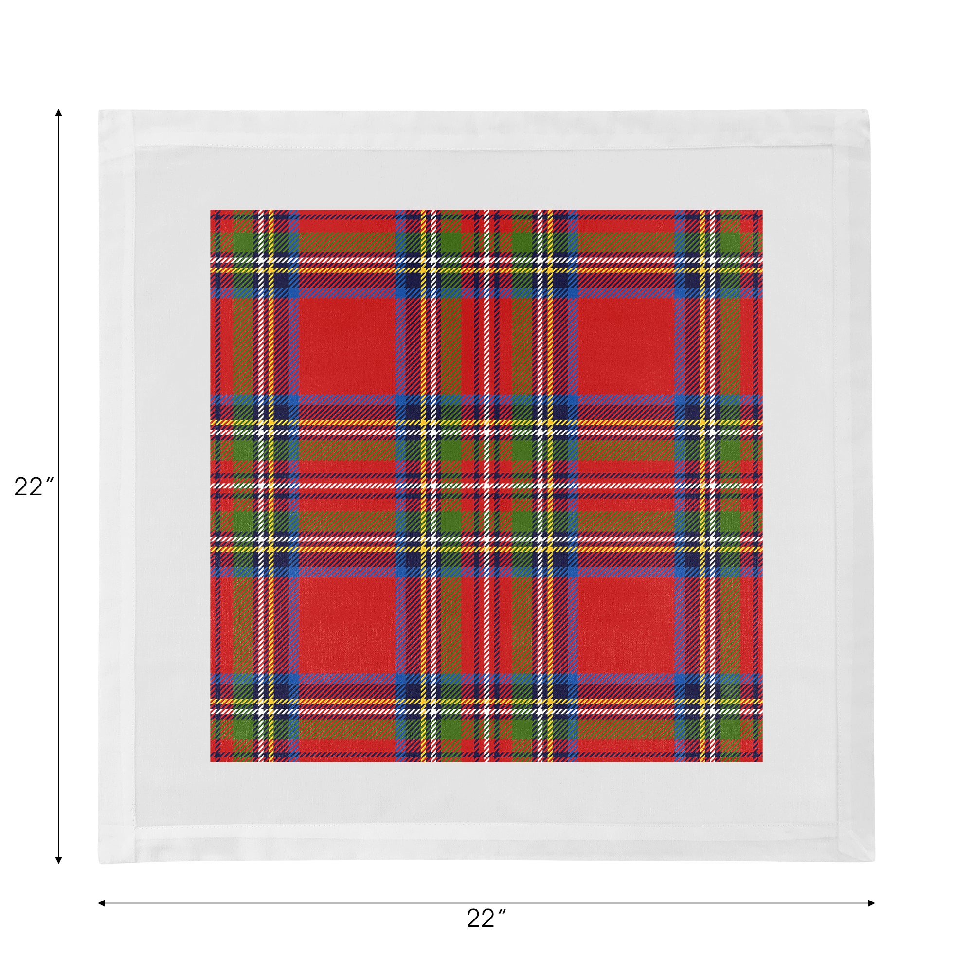 Christmas Tartan Red Cotton Sateen Dinner Napkins