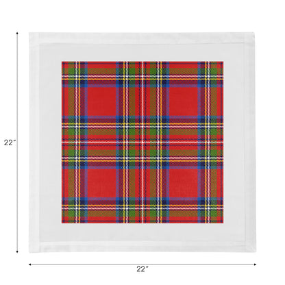 Christmas Tartan Red Cotton Sateen Dinner Napkins