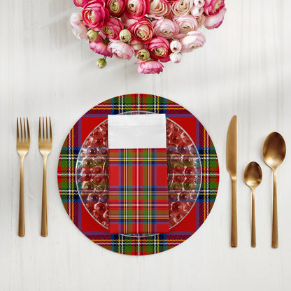 Christmas Tartan Red Cotton Sateen Dinner Napkins