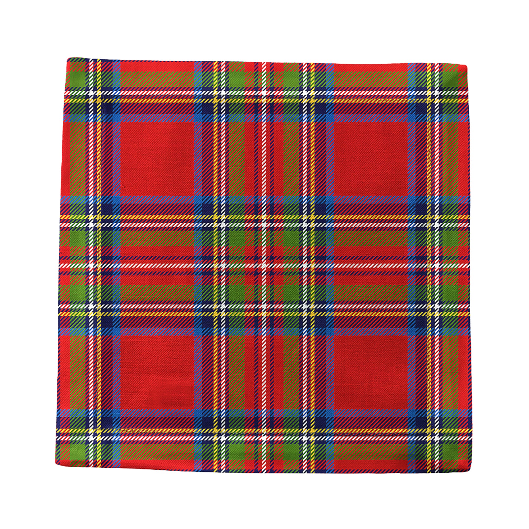 Christmas Tartan Red Cotton Sateen Cocktail Napkins