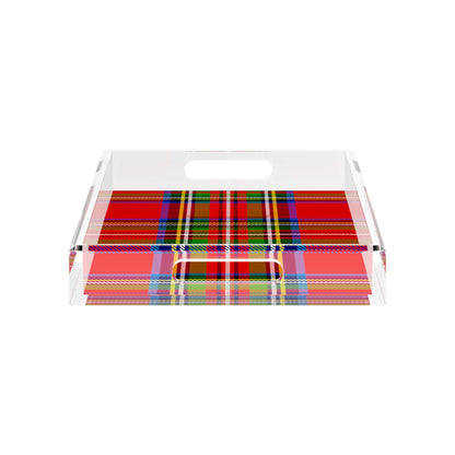 Christmas Tartan Red 17X10.5 Acrylic Tray - nicolettemayer.com

