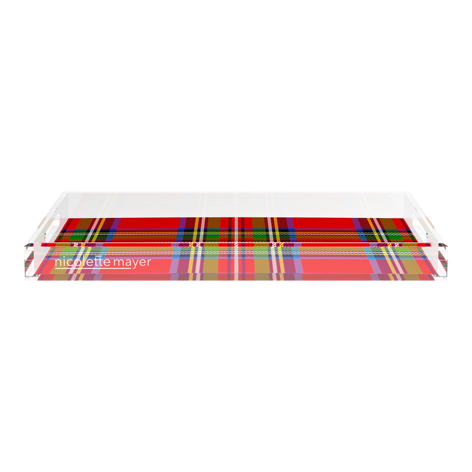 Christmas Tartan Red 17X10.5 Acrylic Tray - nicolettemayer.com
