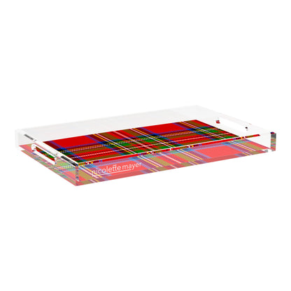 Christmas Tartan Red 17X10.5 Acrylic Tray - nicolettemayer.com
