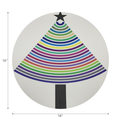 Sets de table ronds en galets de 40 cm, motif sapin de Noël lumineux