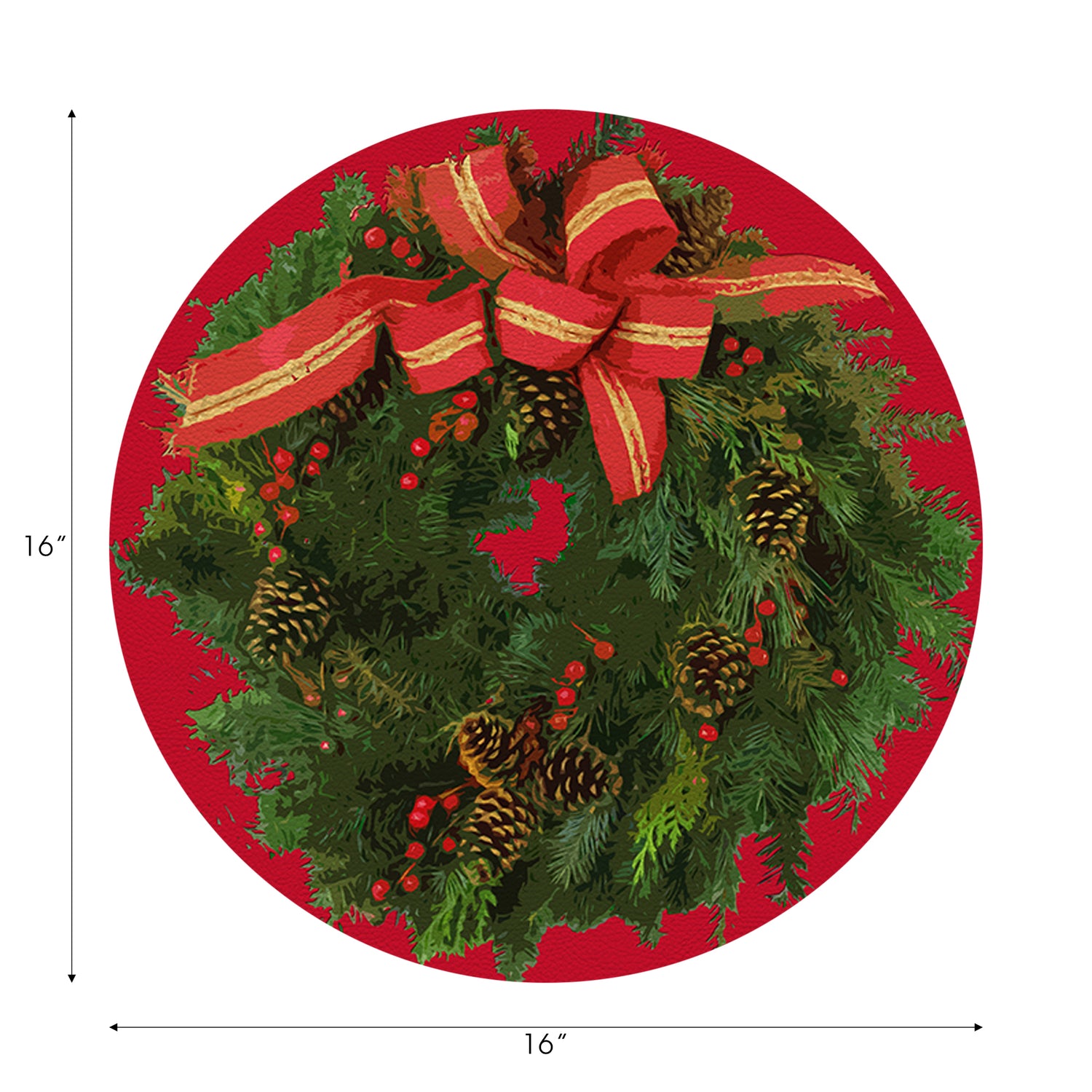 Sets de table ronds en galets avec couronne de Noël de 40 cm