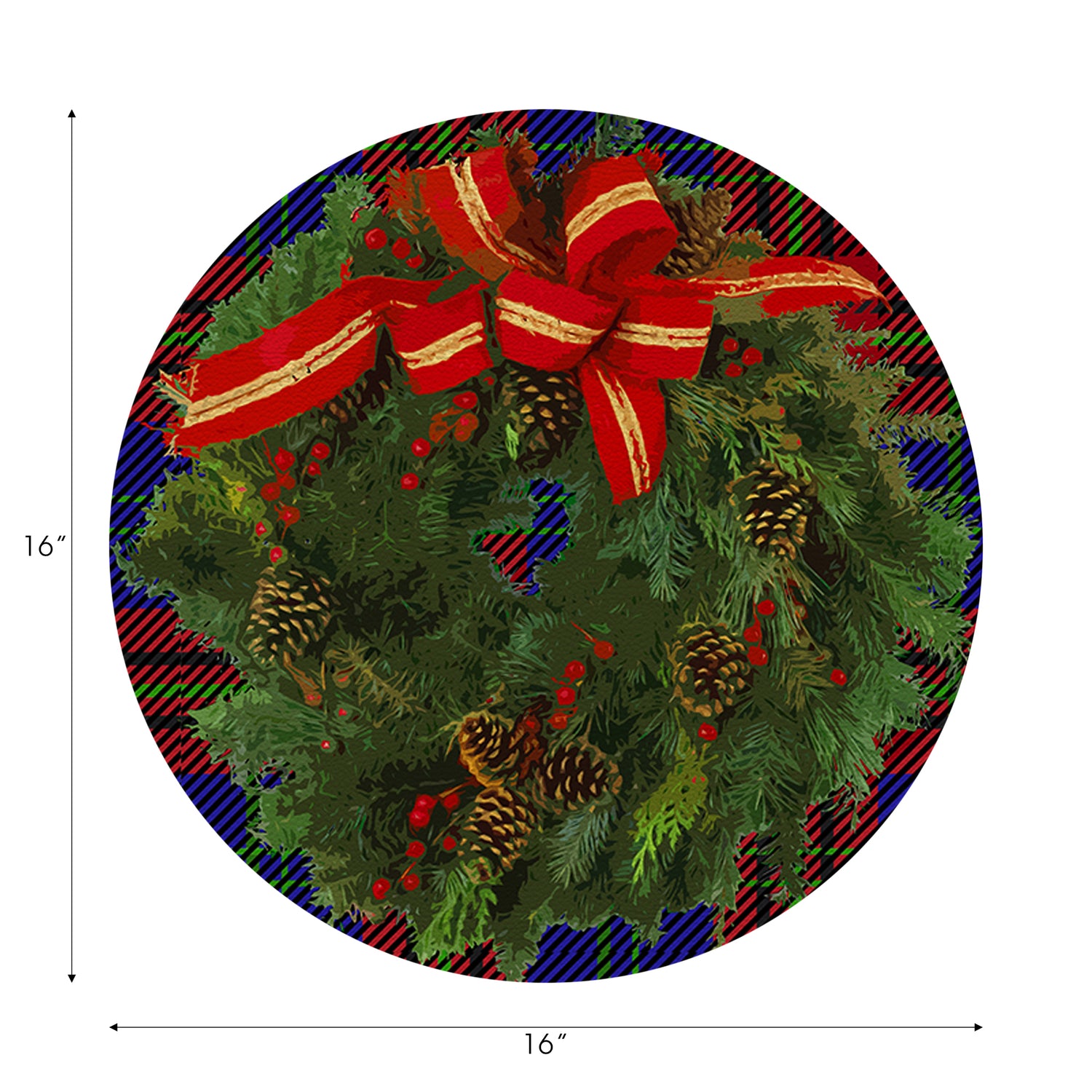 Sets de table ronds en galets avec couronne de Noël de 40 cm