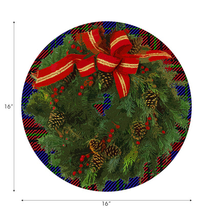Sets de table ronds en galets avec couronne de Noël de 40 cm
