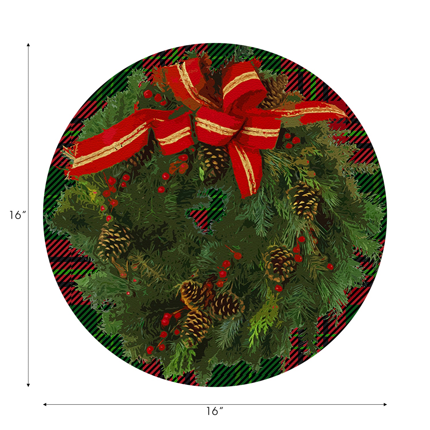 Sets de table ronds en galets avec couronne de Noël de 40 cm