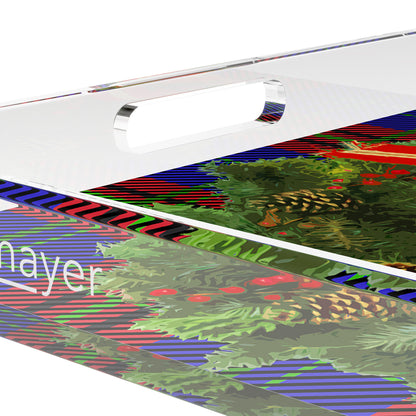 Christmas Wreath Tartan Green 12X12 Acrylic Tray - nicolettemayer.com
