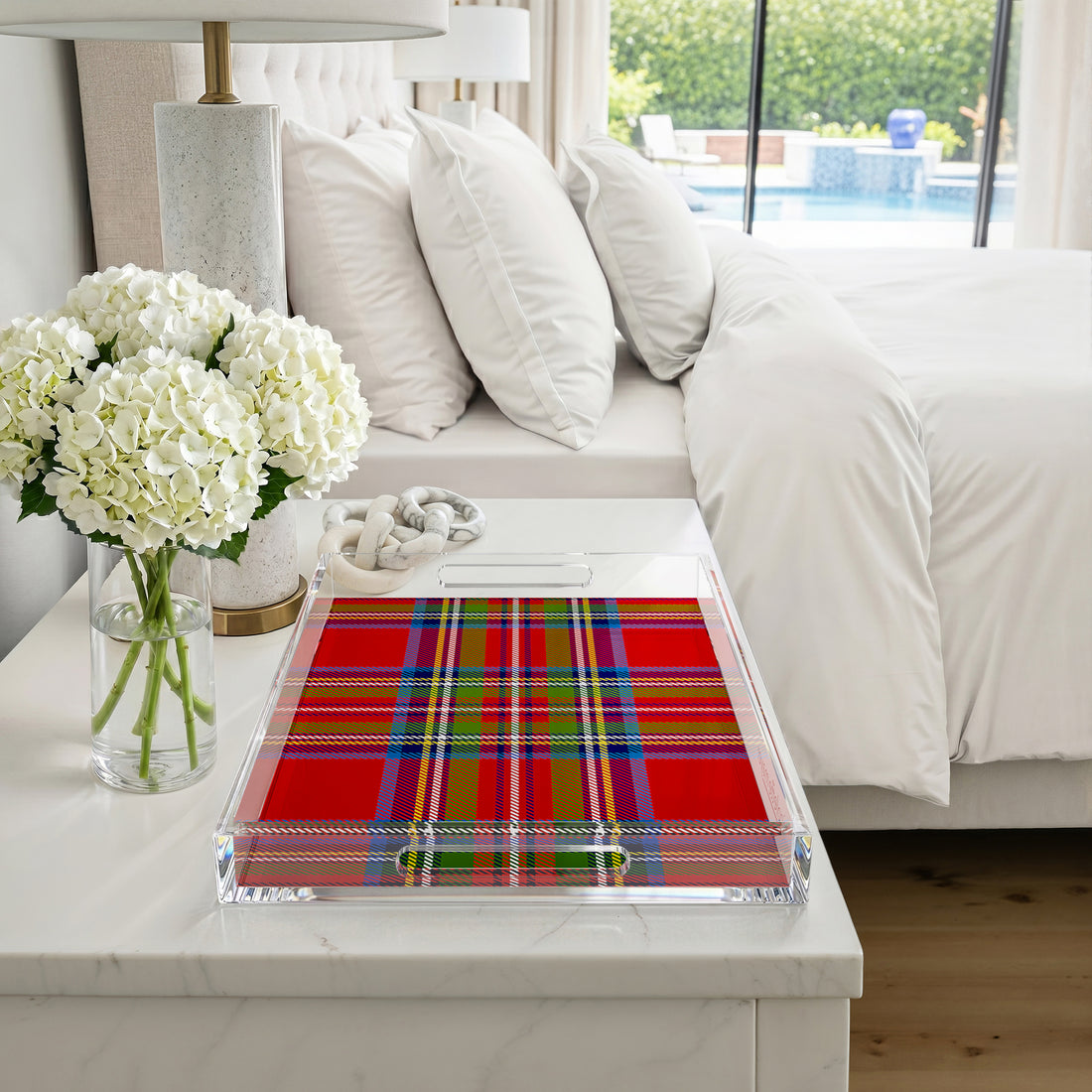 Christmas Tartan Red 17X10.5 Acrylic Tray - nicolettemayer.com

