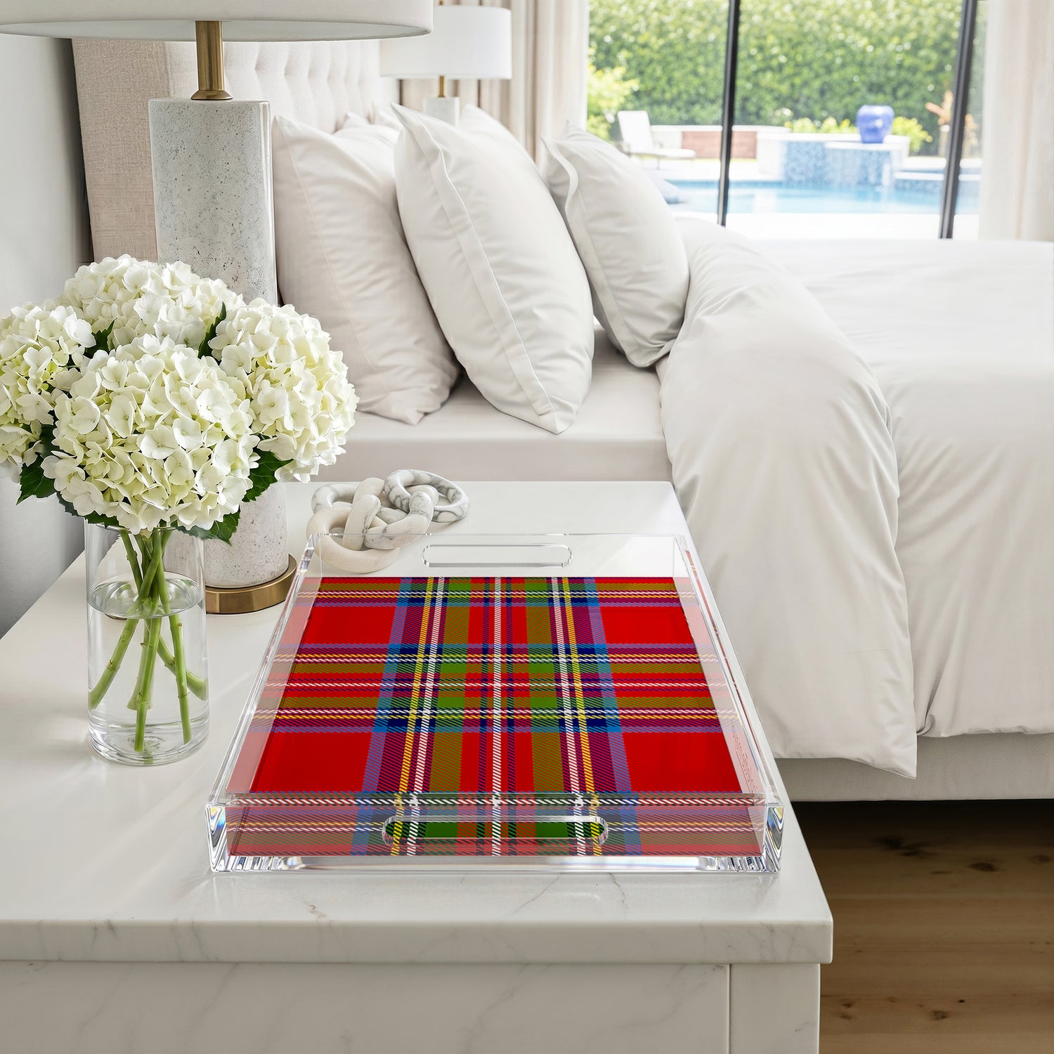 Christmas Tartan Red 17X10.5 Acrylic Tray - nicolettemayer.com
