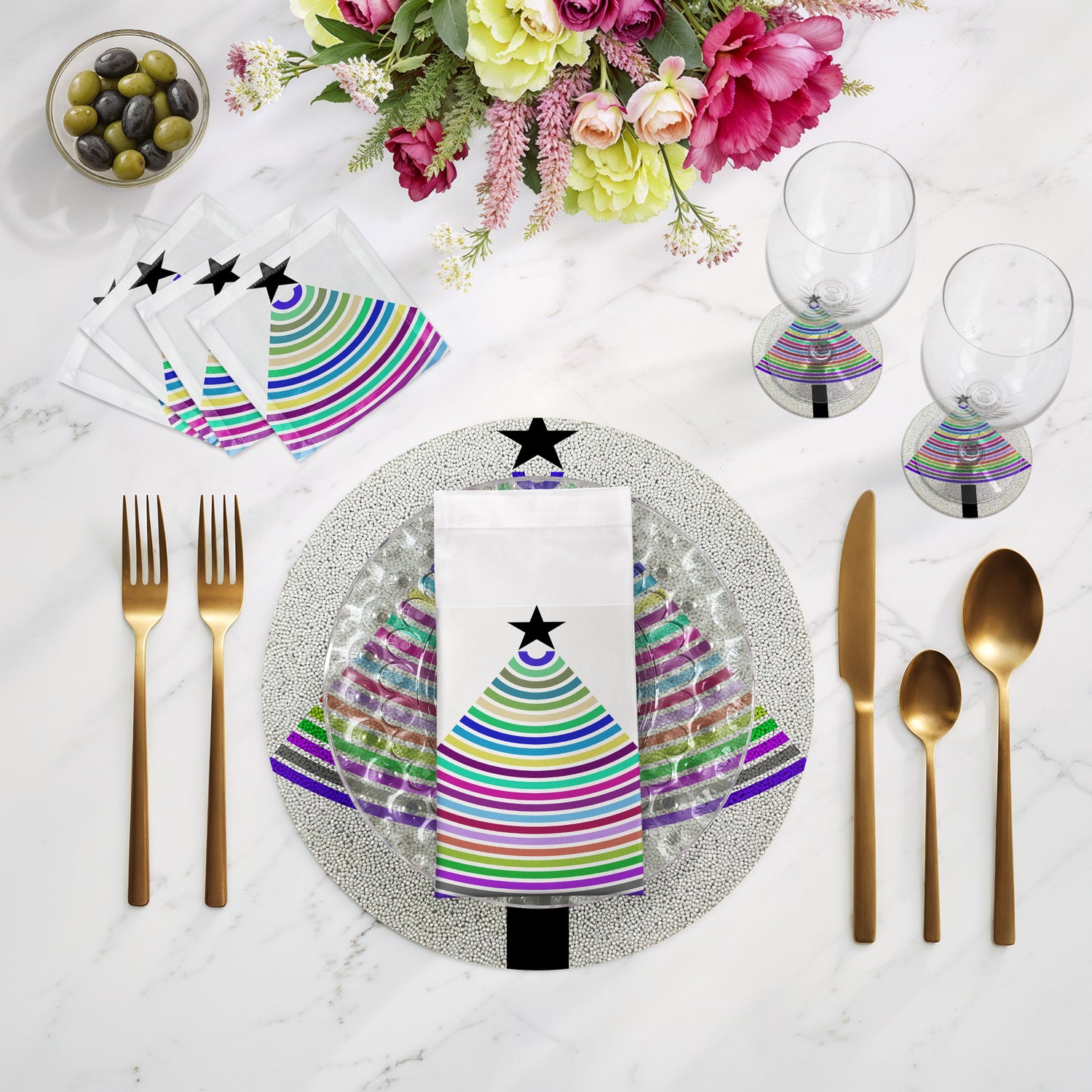 Lot de 4 perles rondes lisses pour sapin de Noël