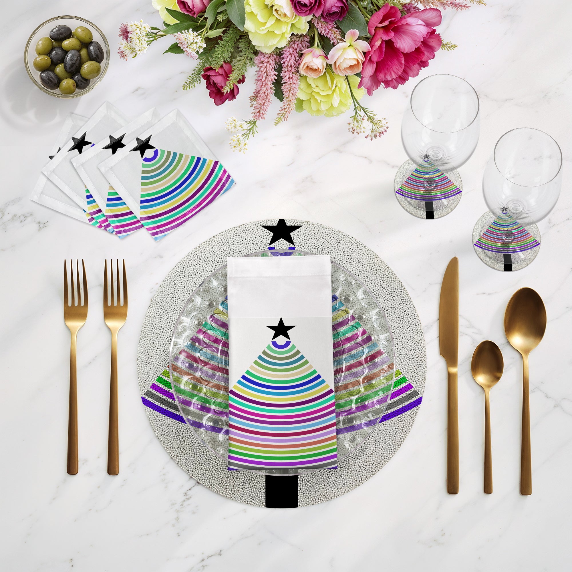 Lot de 4 perles rondes lisses pour sapin de Noël