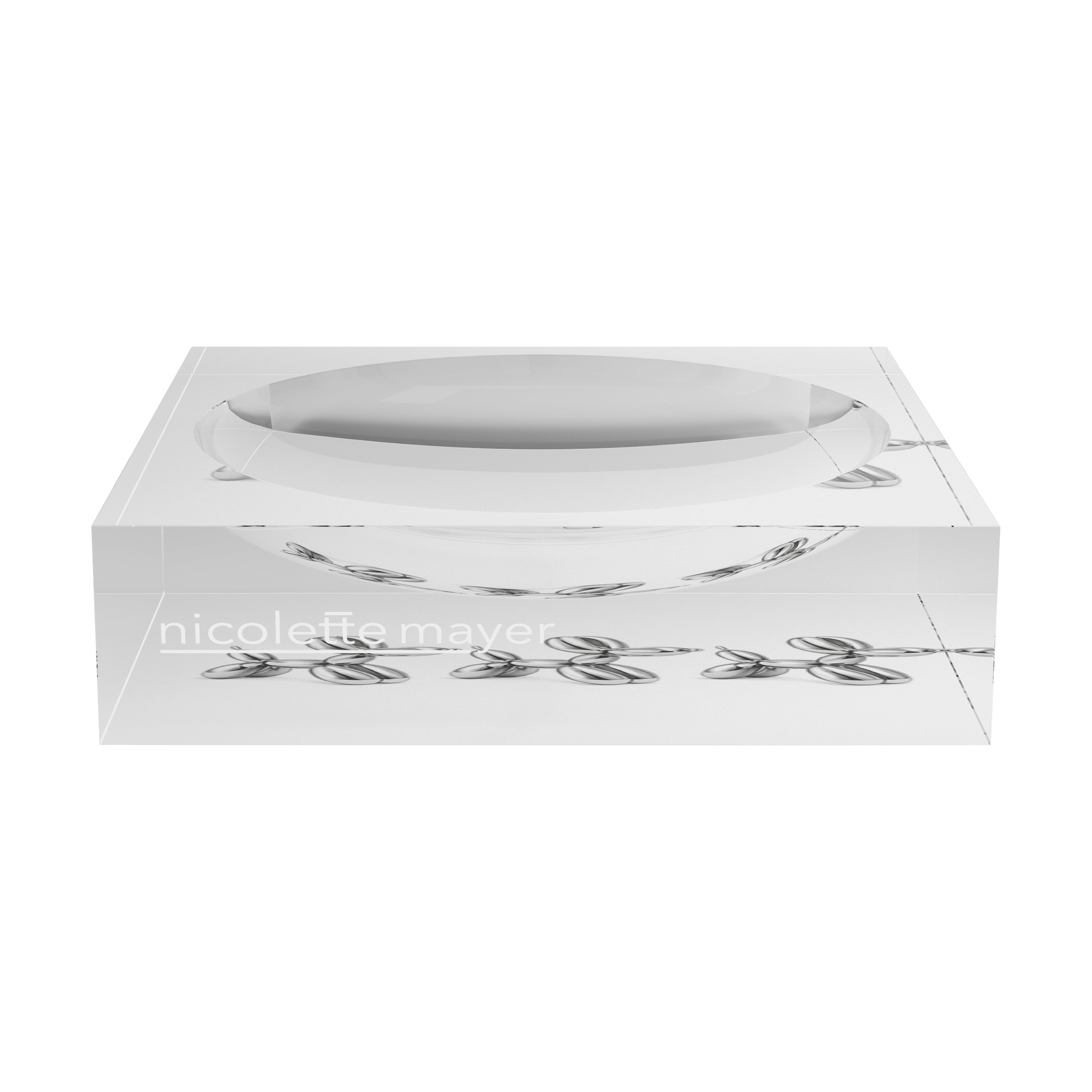 Chrome Balloon Rabbit White Acrylic Candy Catchall Dish