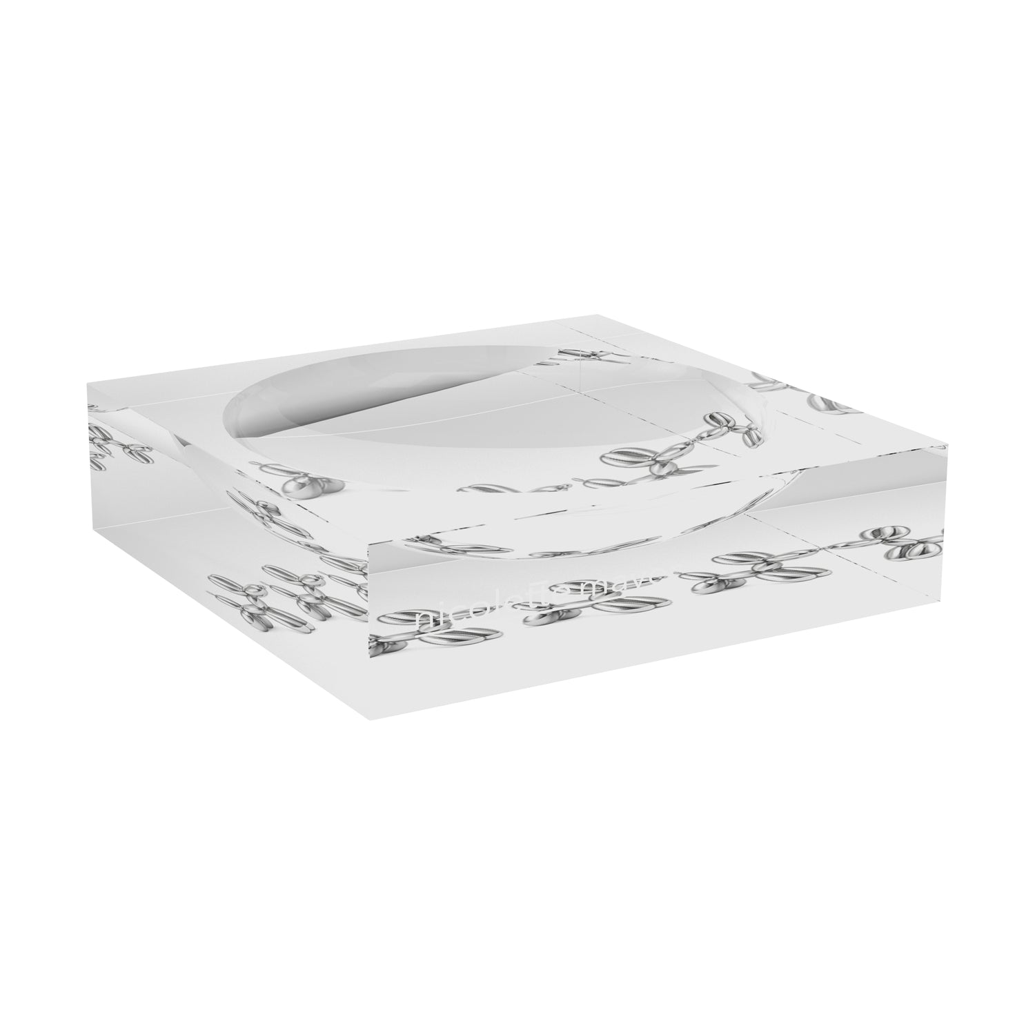 Chrome Balloon Rabbit White Acrylic Candy Catchall Dish