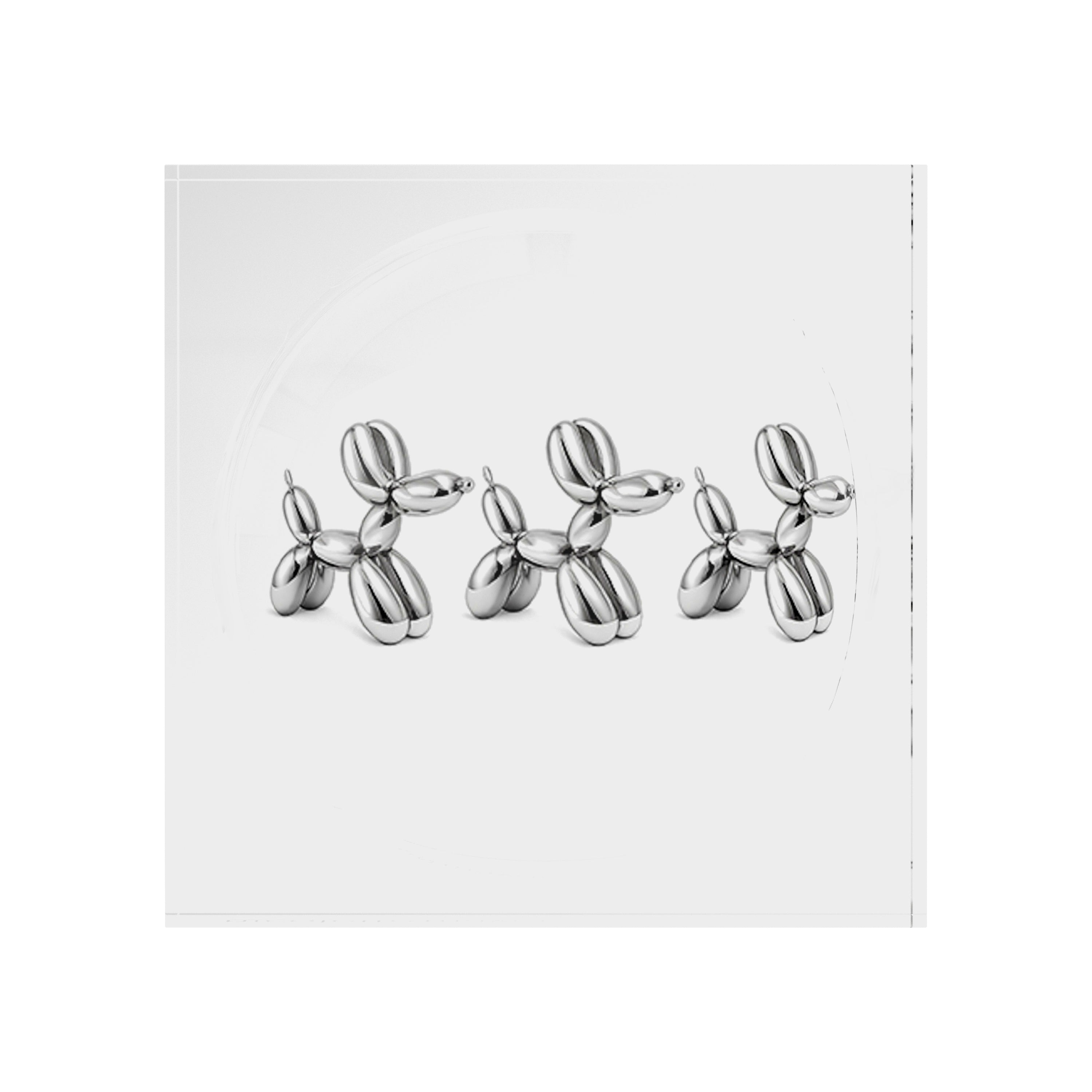 Chrome Balloon Rabbit White Acrylic Candy Catchall Dish