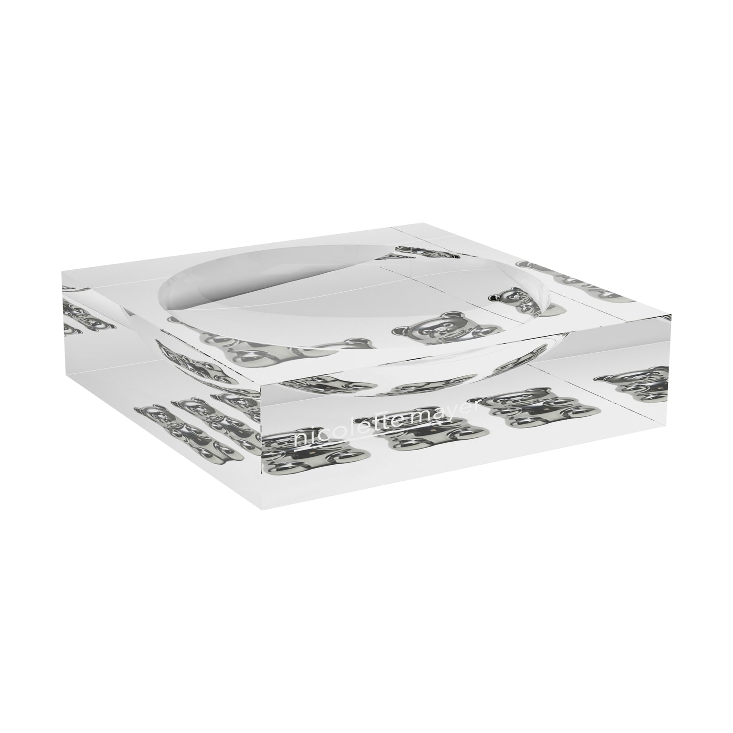 Chrome Bear White Acrylic Candy Catchall Dish
