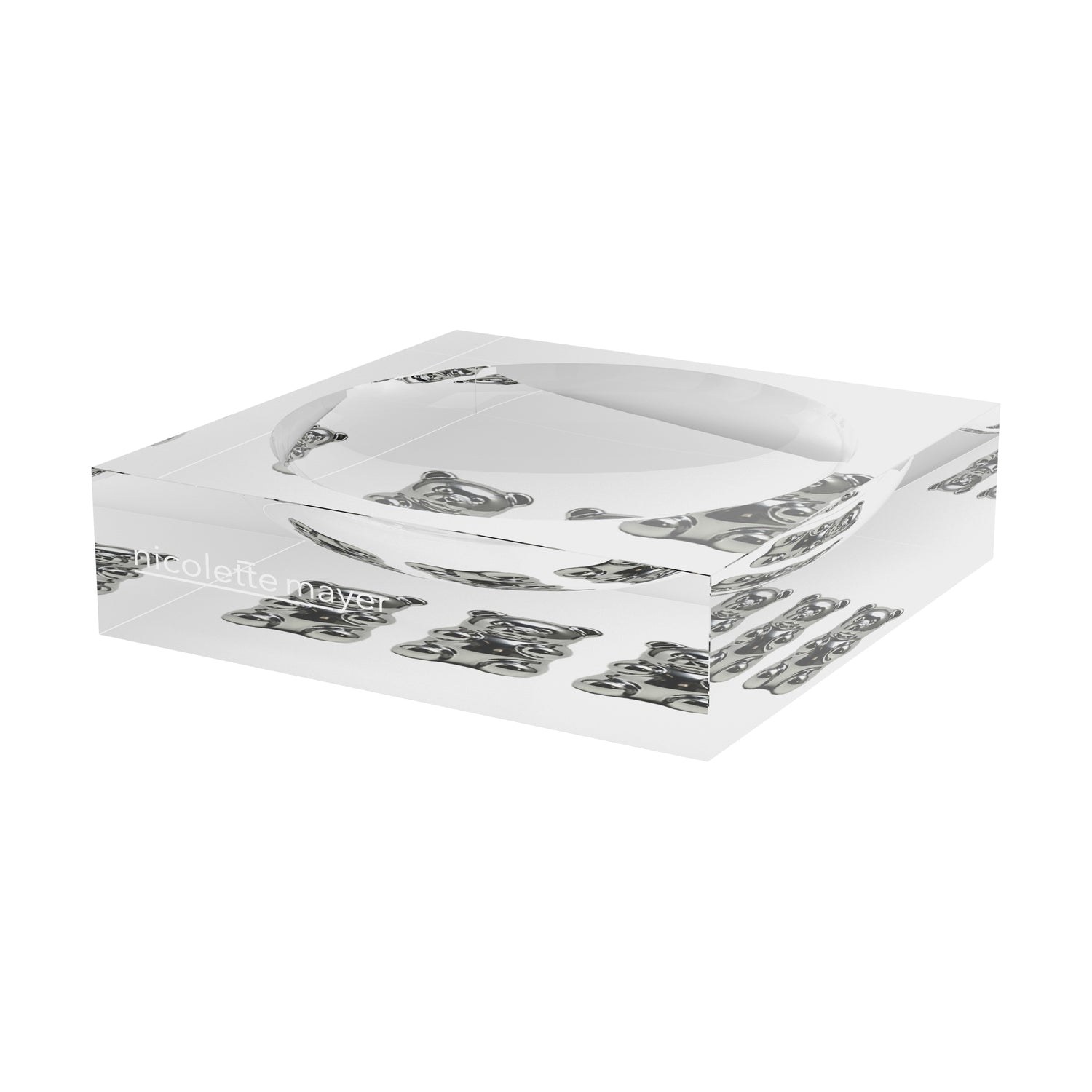 Chrome Bear White Acrylic Candy Catchall Dish