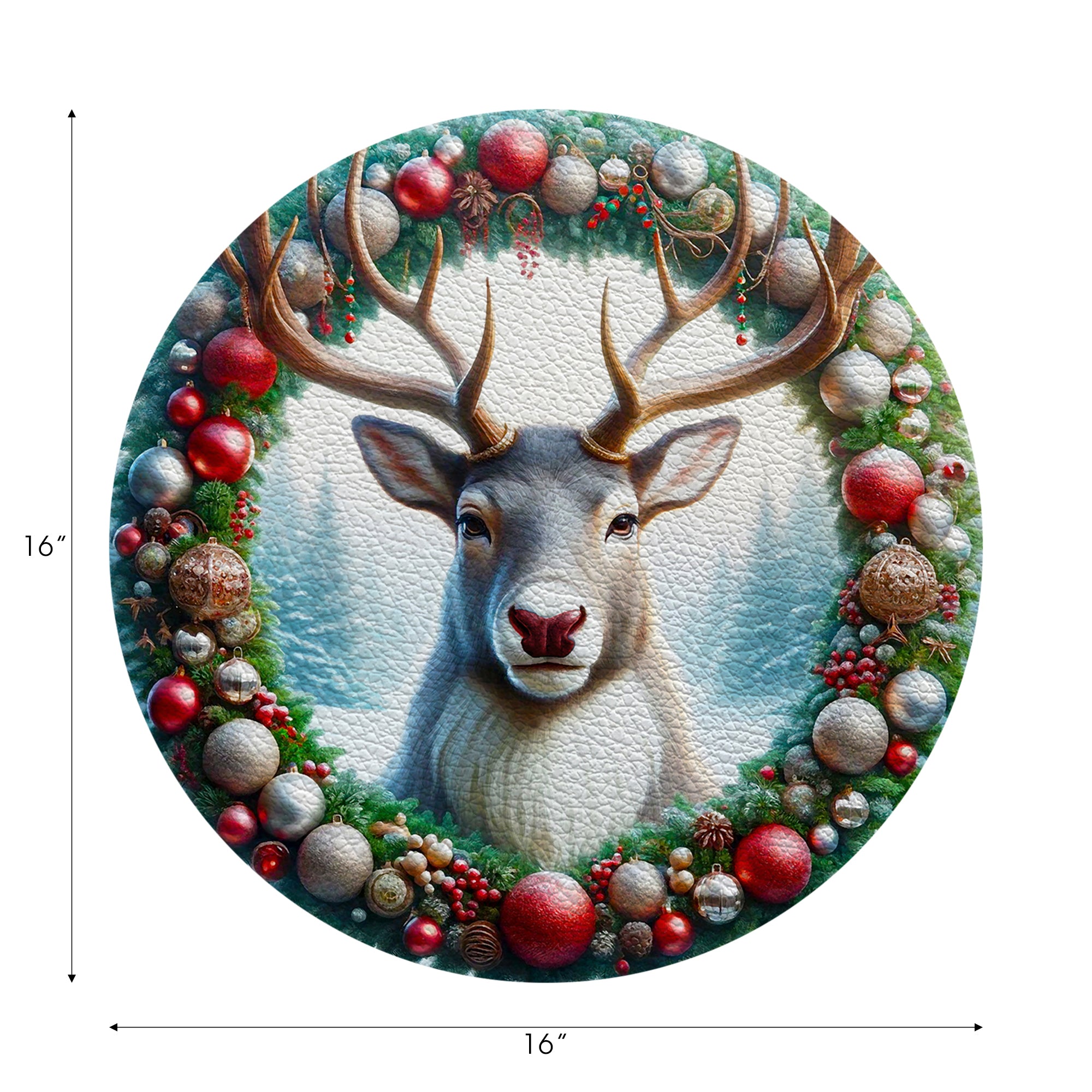 Claus Reindeer Vegan Leather Round Pebble Placemat