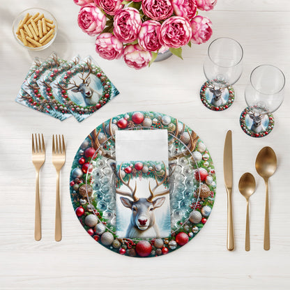 Claus Reindeer Cotton Sateen Dinner Napkins