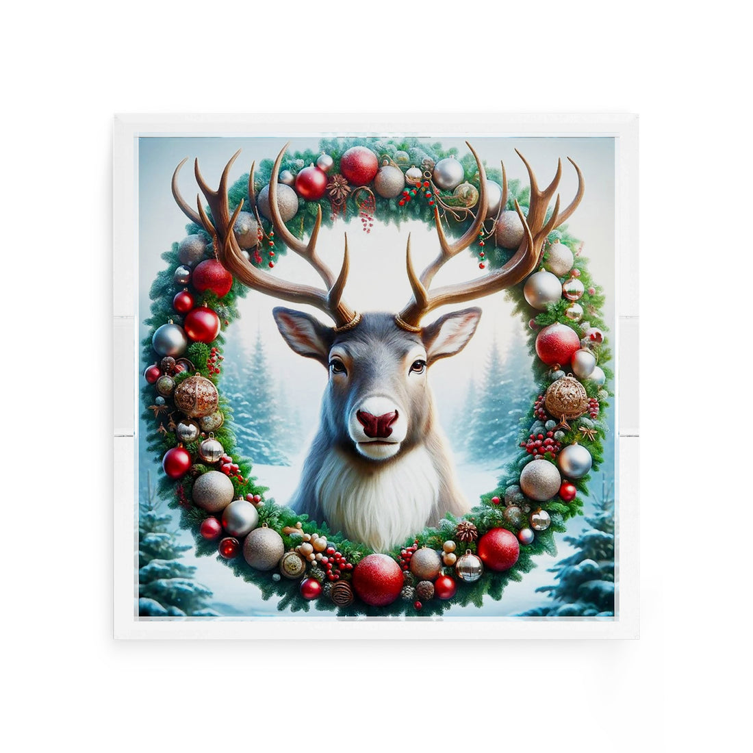 Claus Reindeer 12X12 Acrylic Tray - nicolettemayer.com