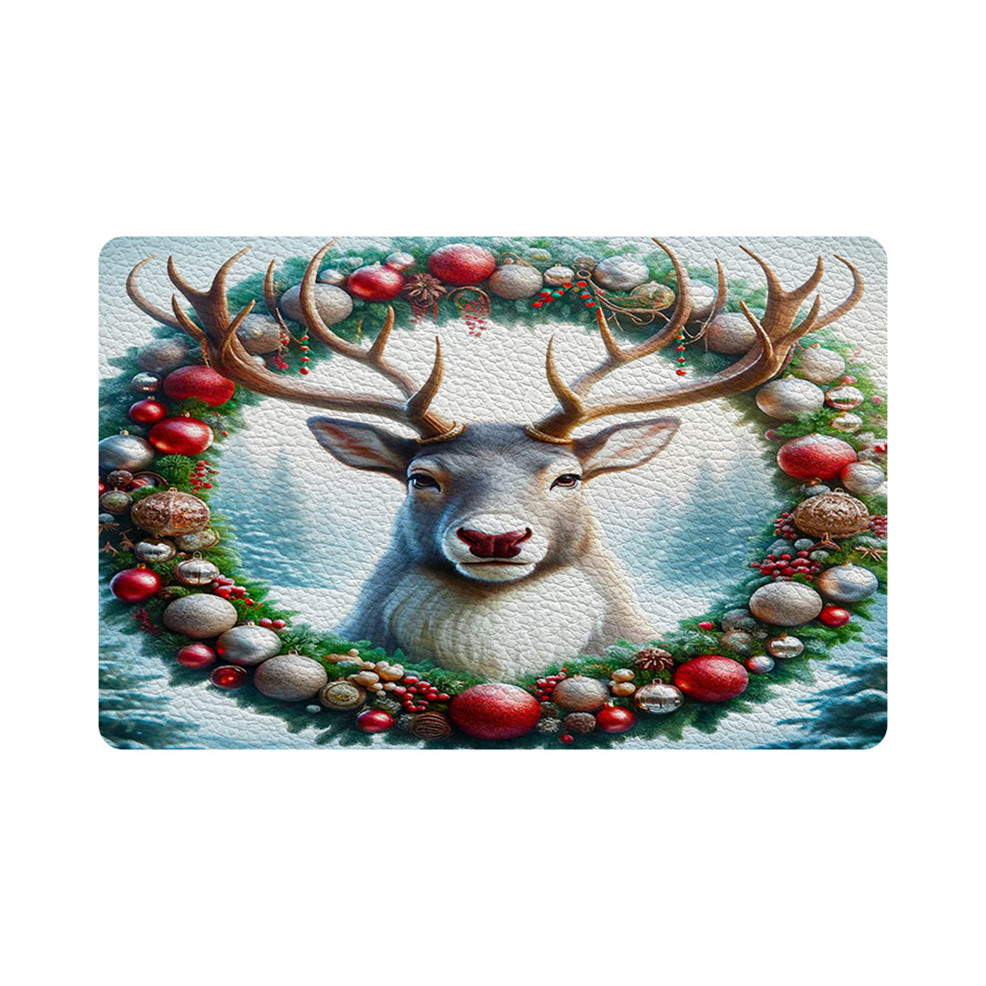 Claus Reindeer Vegan Leather Rectangle Pebble Placemat