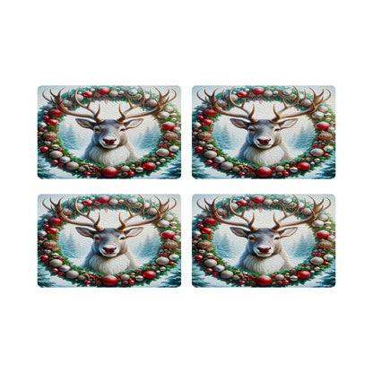 Claus Reindeer Vegan Leather Rectangle Pebble Placemat