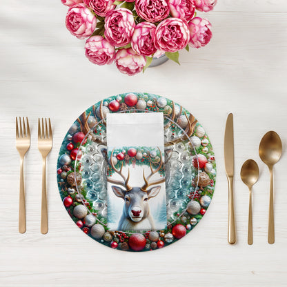 Claus Reindeer Cotton Sateen Dinner Napkins