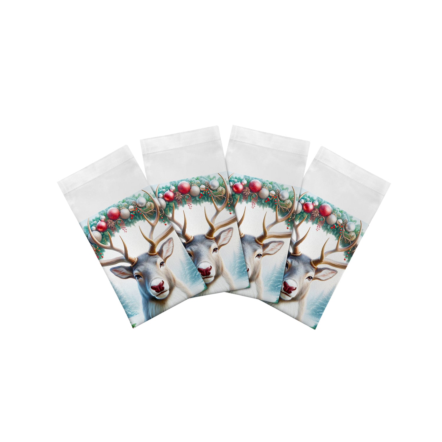 Claus Reindeer Cotton Sateen Dinner Napkins