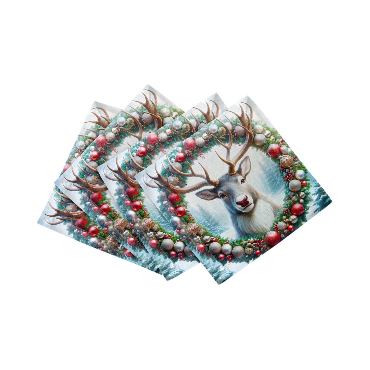 Claus Reindeer Cotton Sateen Cocktail Napkins