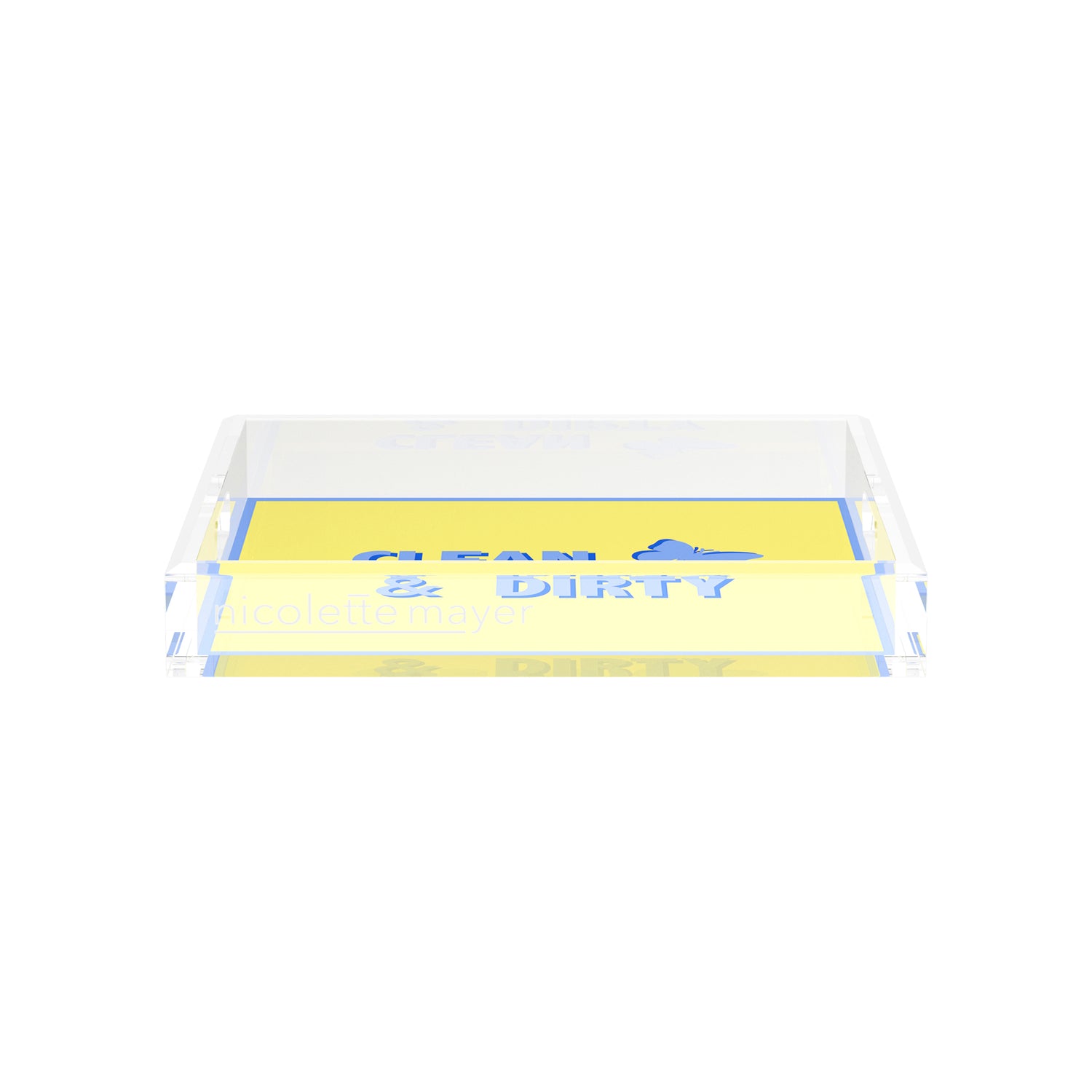 Canasta Clean and Dirty Blue Butter 12X12 Acrylic Tray - nicolettemayer.com 