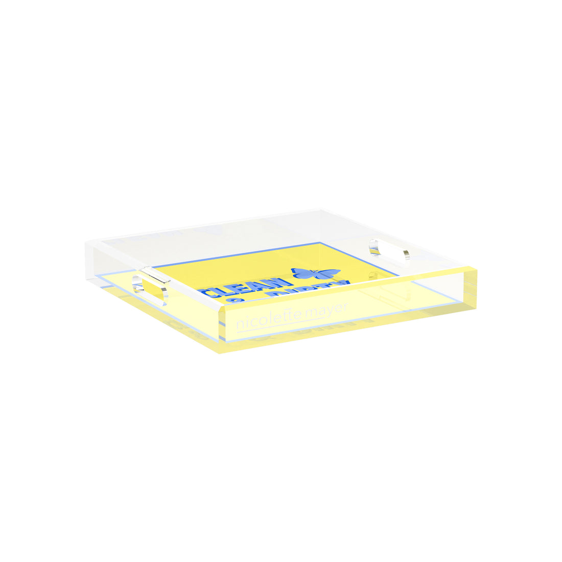 Canasta Clean and Dirty Blue Butter 12X12 Acrylic Tray - nicolettemayer.com 