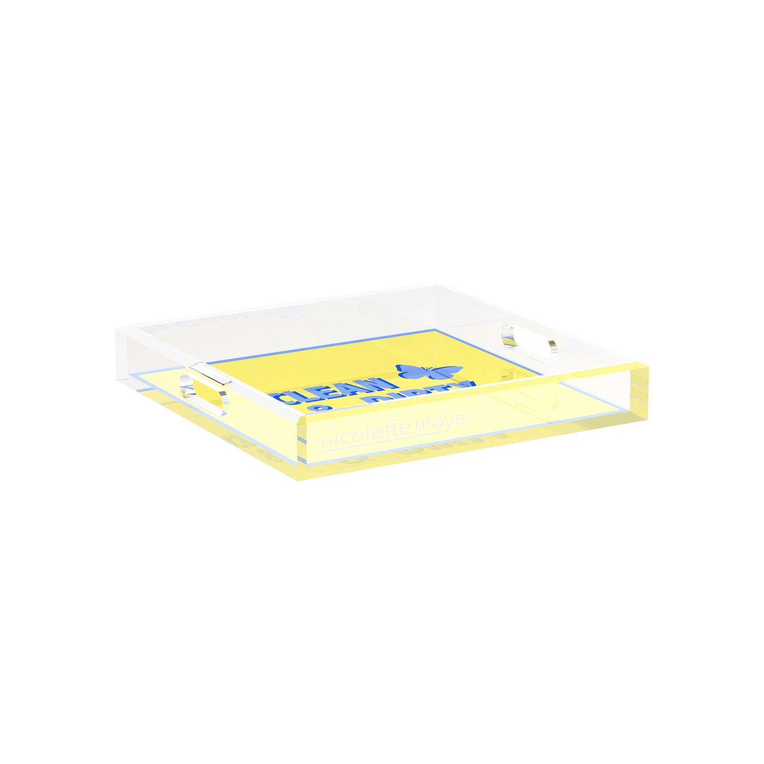 Canasta Clean and Dirty Blue Butter 12X12 Acrylic Tray - nicolettemayer.com 