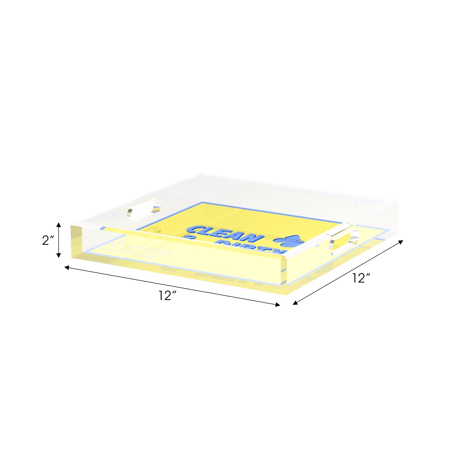 Canasta Clean and Dirty Blue Butter 12X12 Acrylic Tray - nicolettemayer.com 