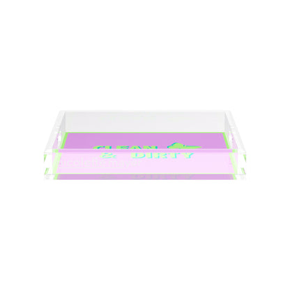 Canasta Clean and Dirty Lime Lilac 12X12 Acrylic Tray - nicolettemayer.com 