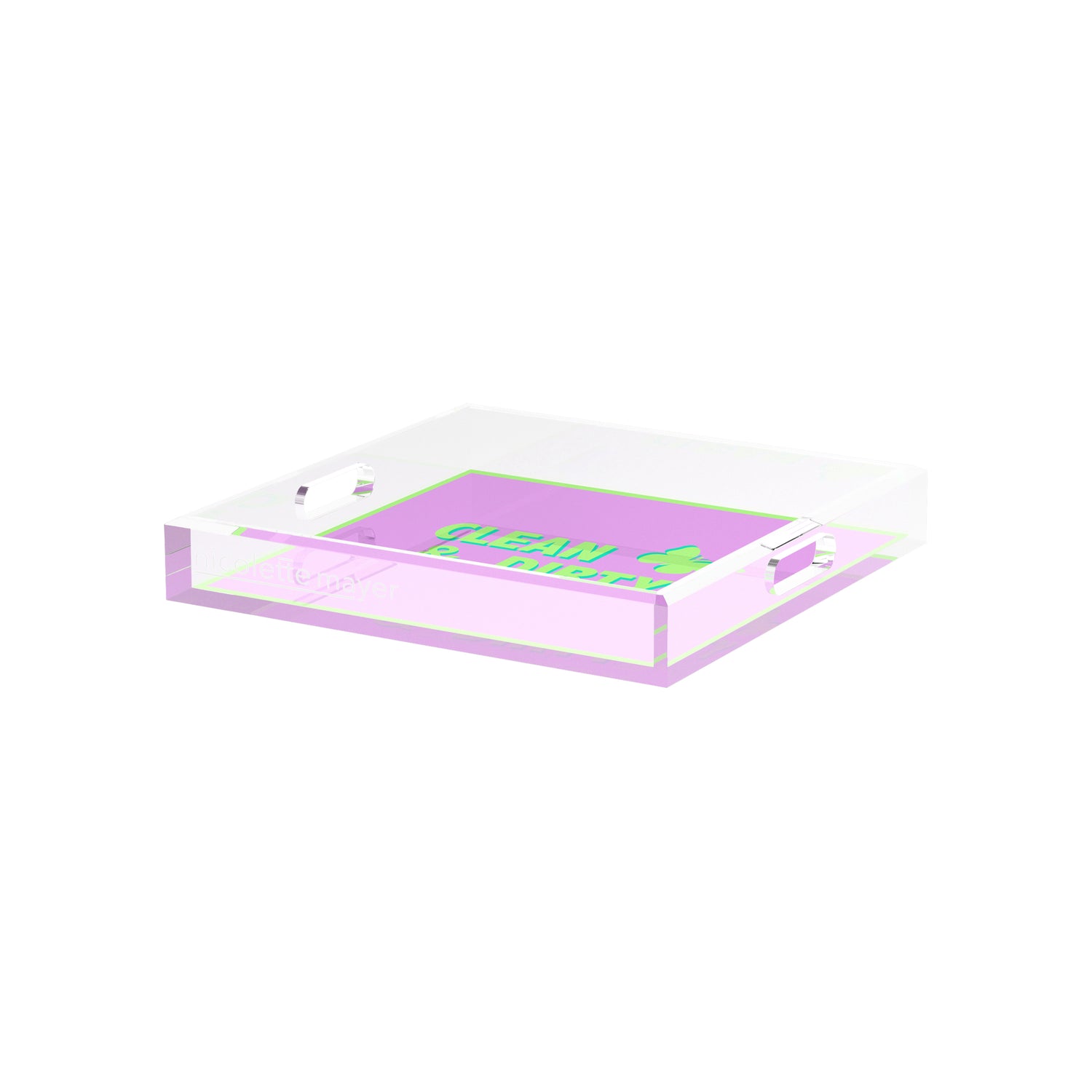 Canasta Clean and Dirty Lime Lilac 12X12 Acrylic Tray - nicolettemayer.com 