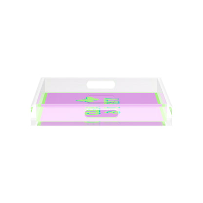 Canasta Clean and Dirty Lime Lilac 12X12 Acrylic Tray - nicolettemayer.com 