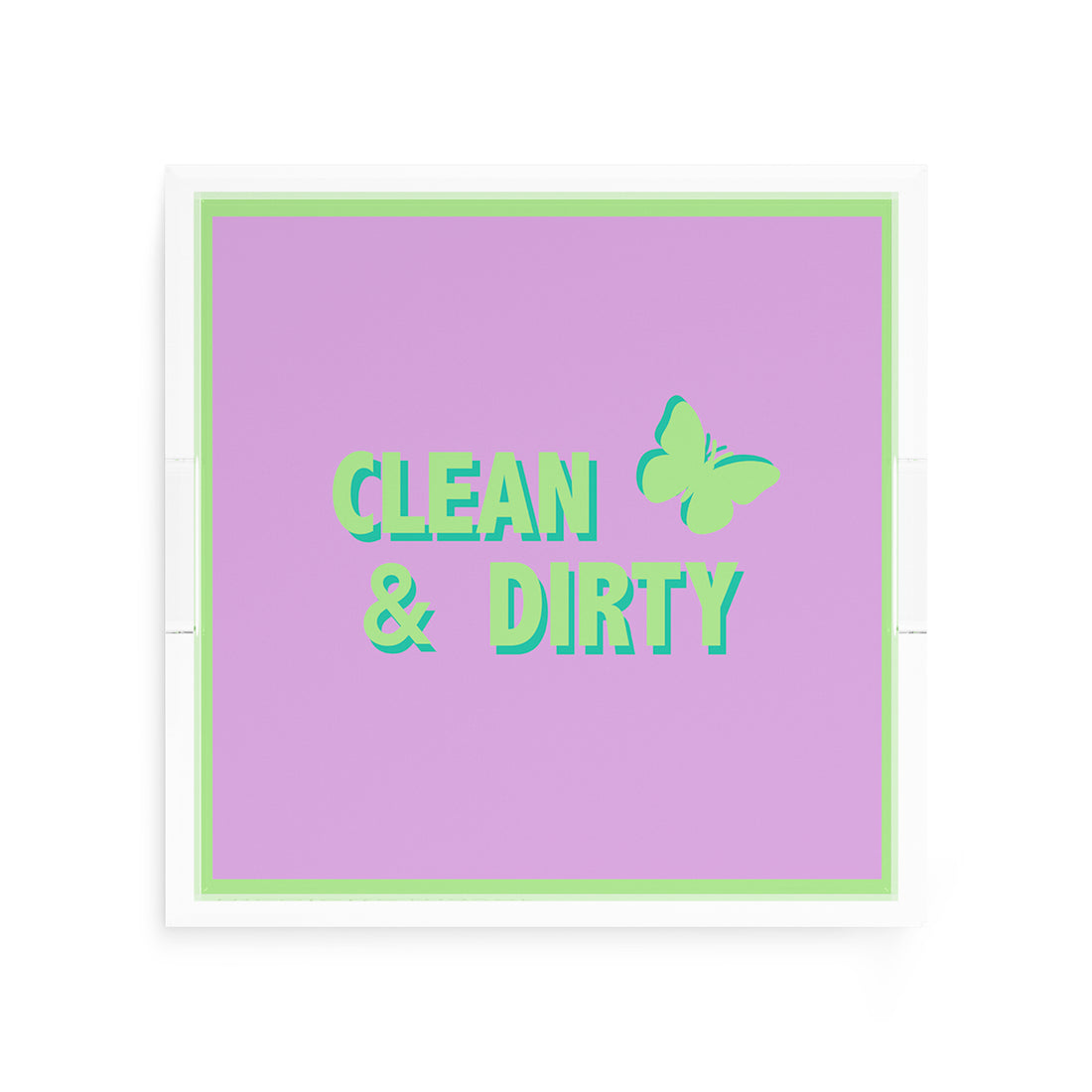 Canasta Clean and Dirty Lime Lilac 12X12 Acrylic Tray - nicolettemayer.com 