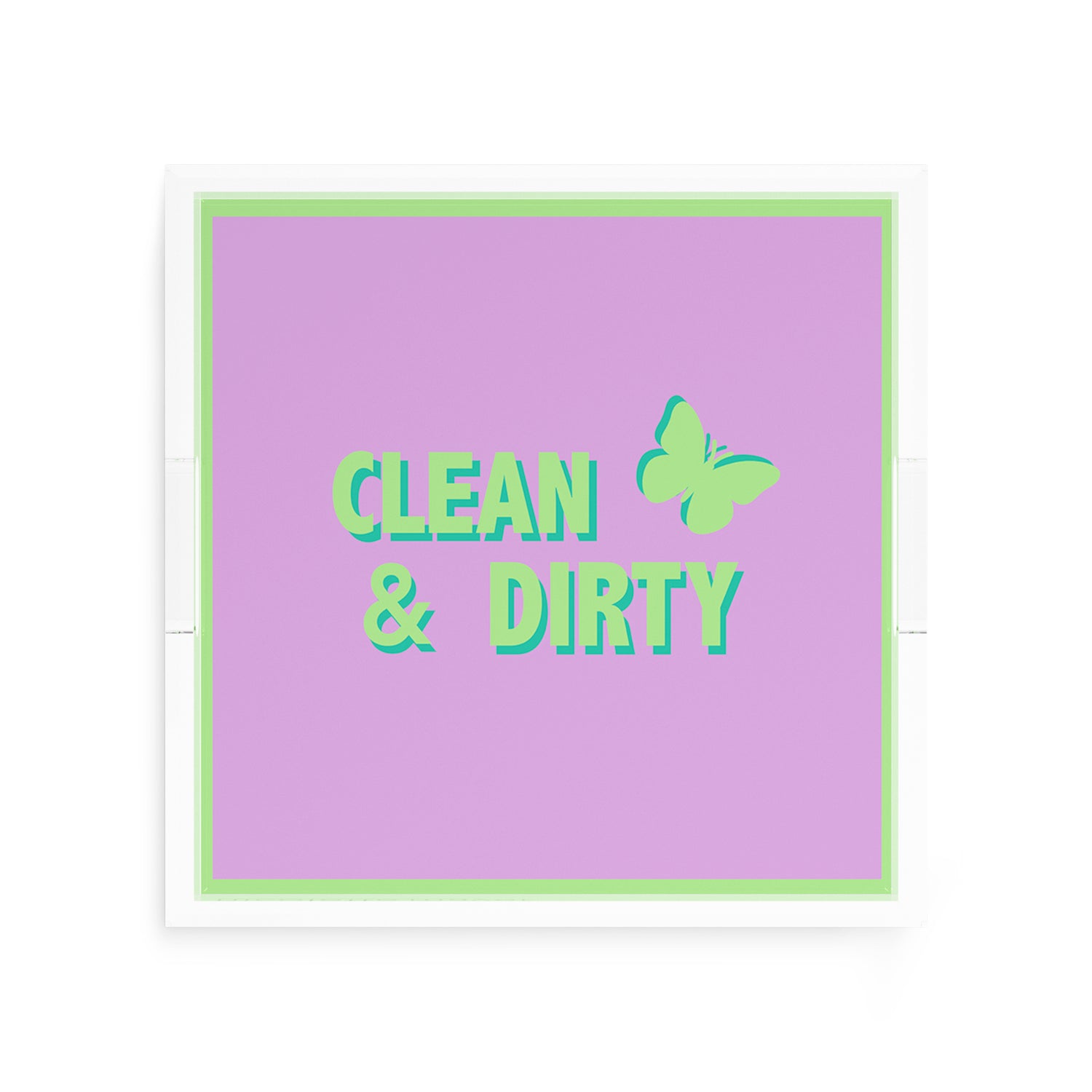 Canasta Clean and Dirty Lime Lilac 12X12 Acrylic Tray - nicolettemayer.com 