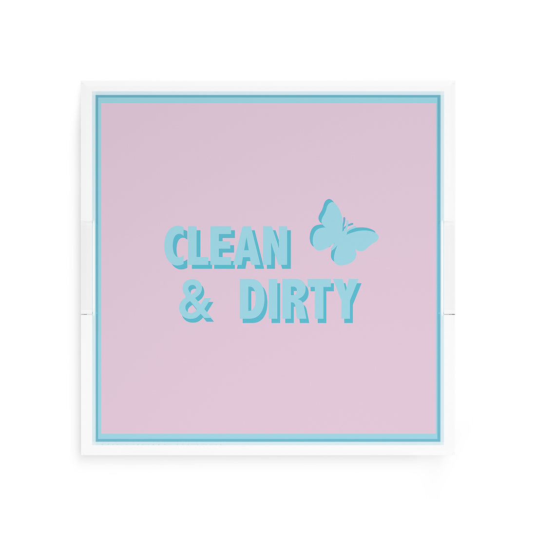 Canasta Clean and Dirty Pale Pink Blue 12X12 Acrylic Tray - nicolettemayer.com 