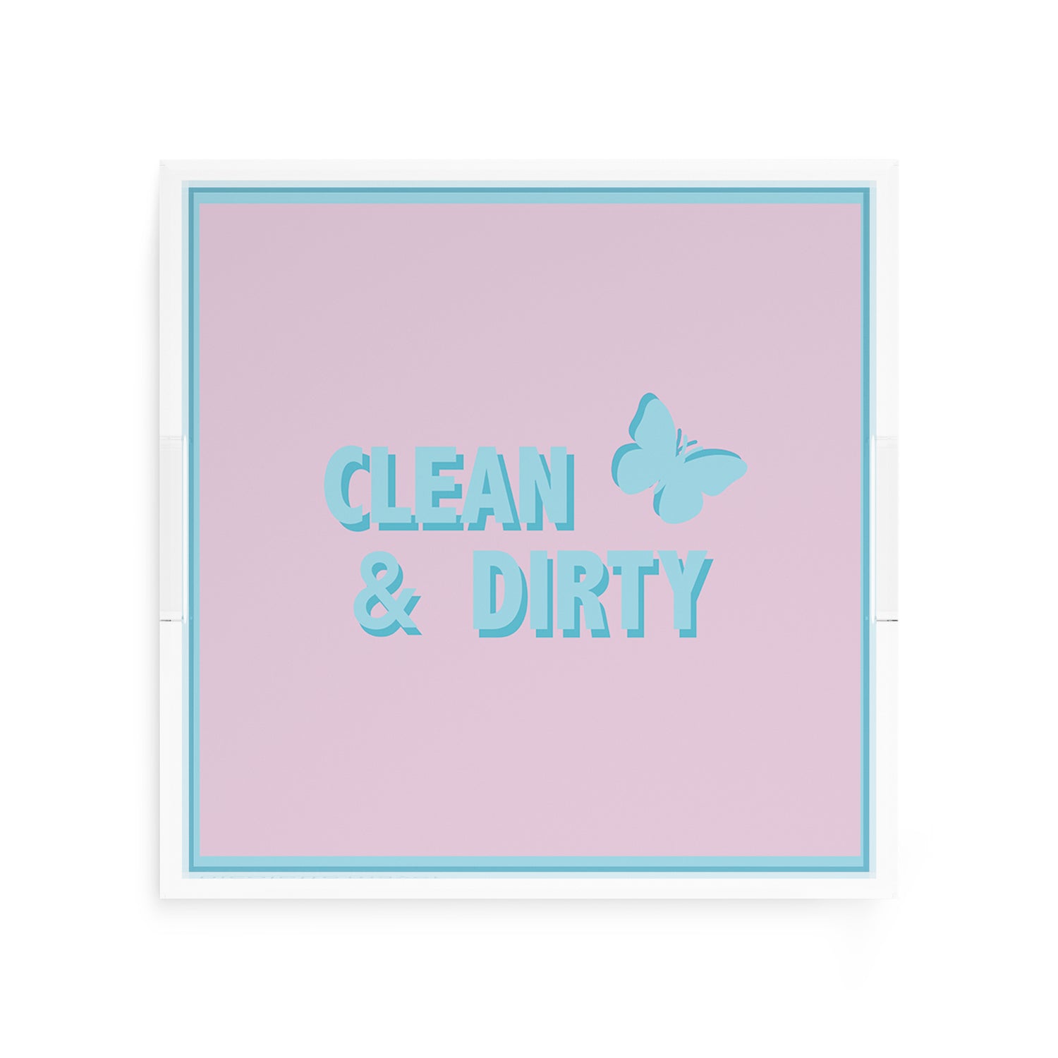 Canasta Clean and Dirty Pale Pink Blue 12X12 Acrylic Tray - nicolettemayer.com 