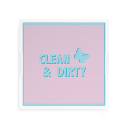 Canasta Clean and Dirty Pale Pink Blue 12X12 Acrylic Tray - nicolettemayer.com 