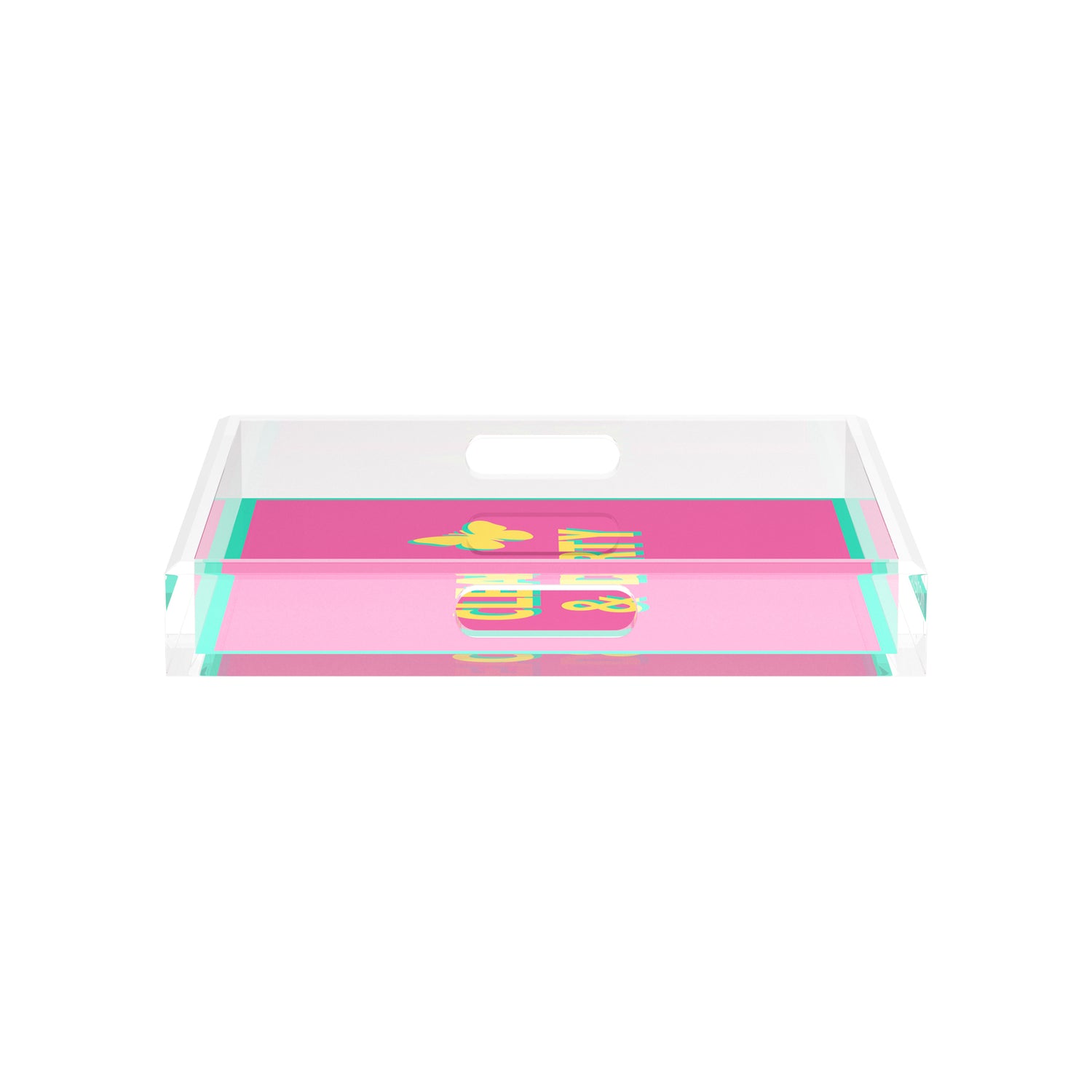 Canasta Clean and Dirty Pink Yellow 12X12 Acrylic Tray - nicolettemayer.com 