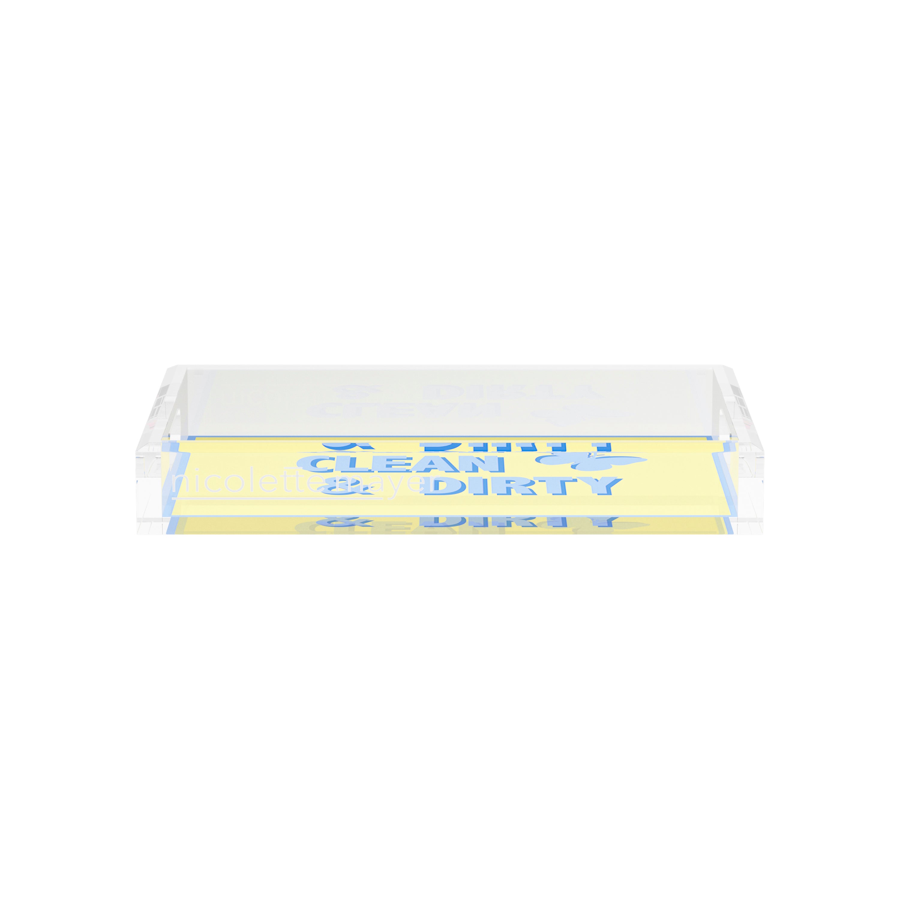 Canasta Clean and Dirty Blue Butter 12.5x7.75 Acrylic Tray - nicolettemayer.com 