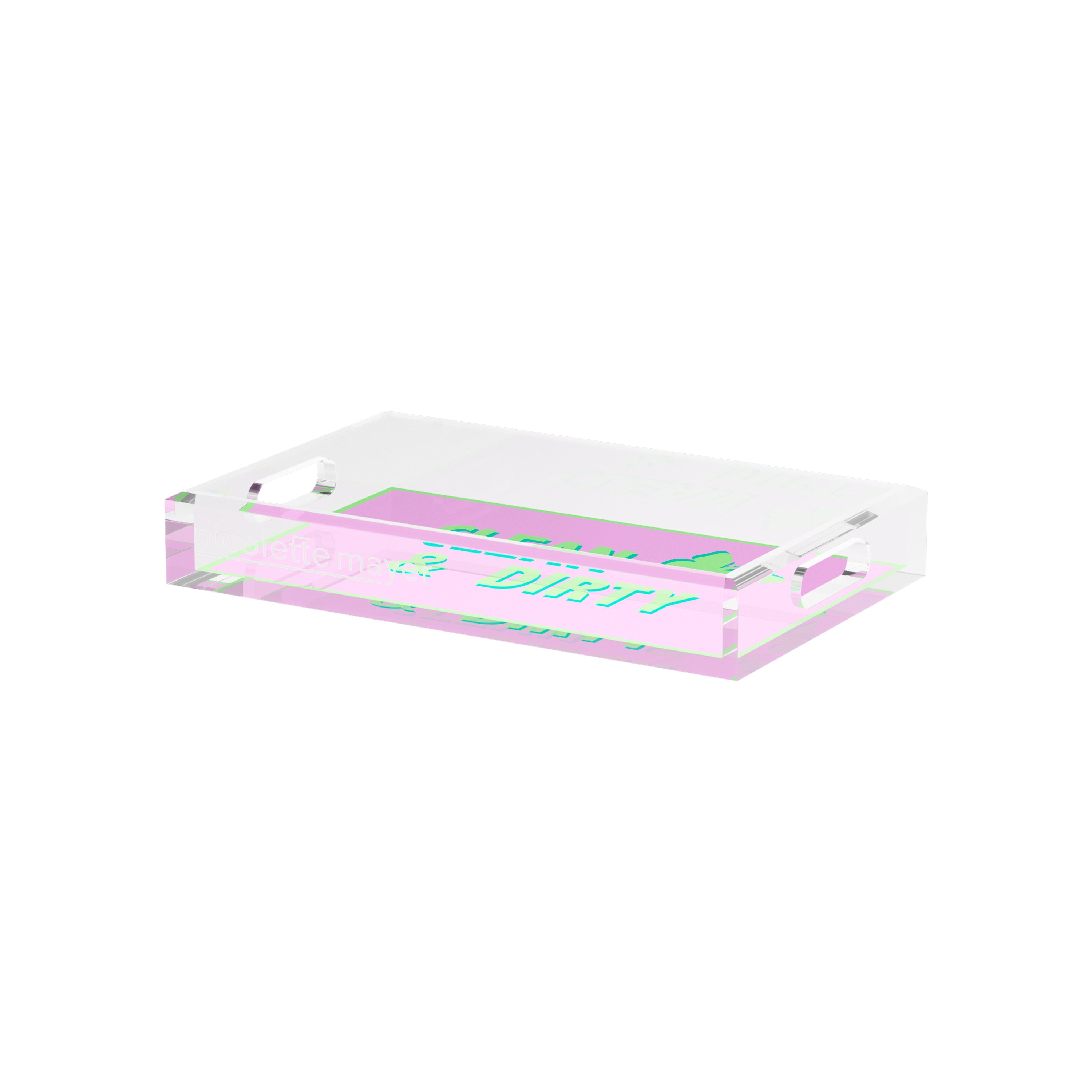 Canasta Clean and Dirty Lime Lilac 12.5x7.75 Acrylic Tray - nicolettemayer.com 