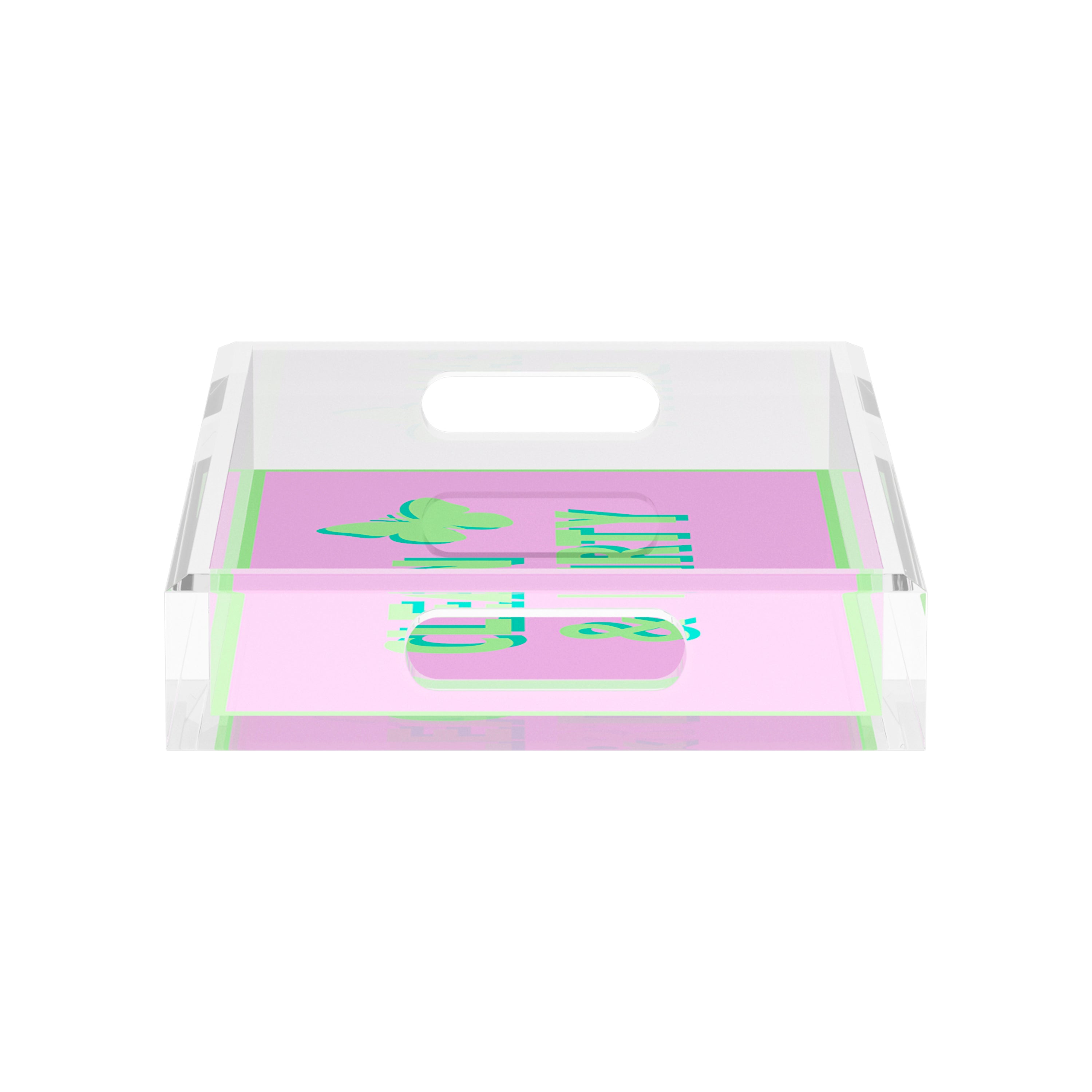 Canasta Clean and Dirty Lime Lilac 12.5x7.75 Acrylic Tray - nicolettemayer.com 