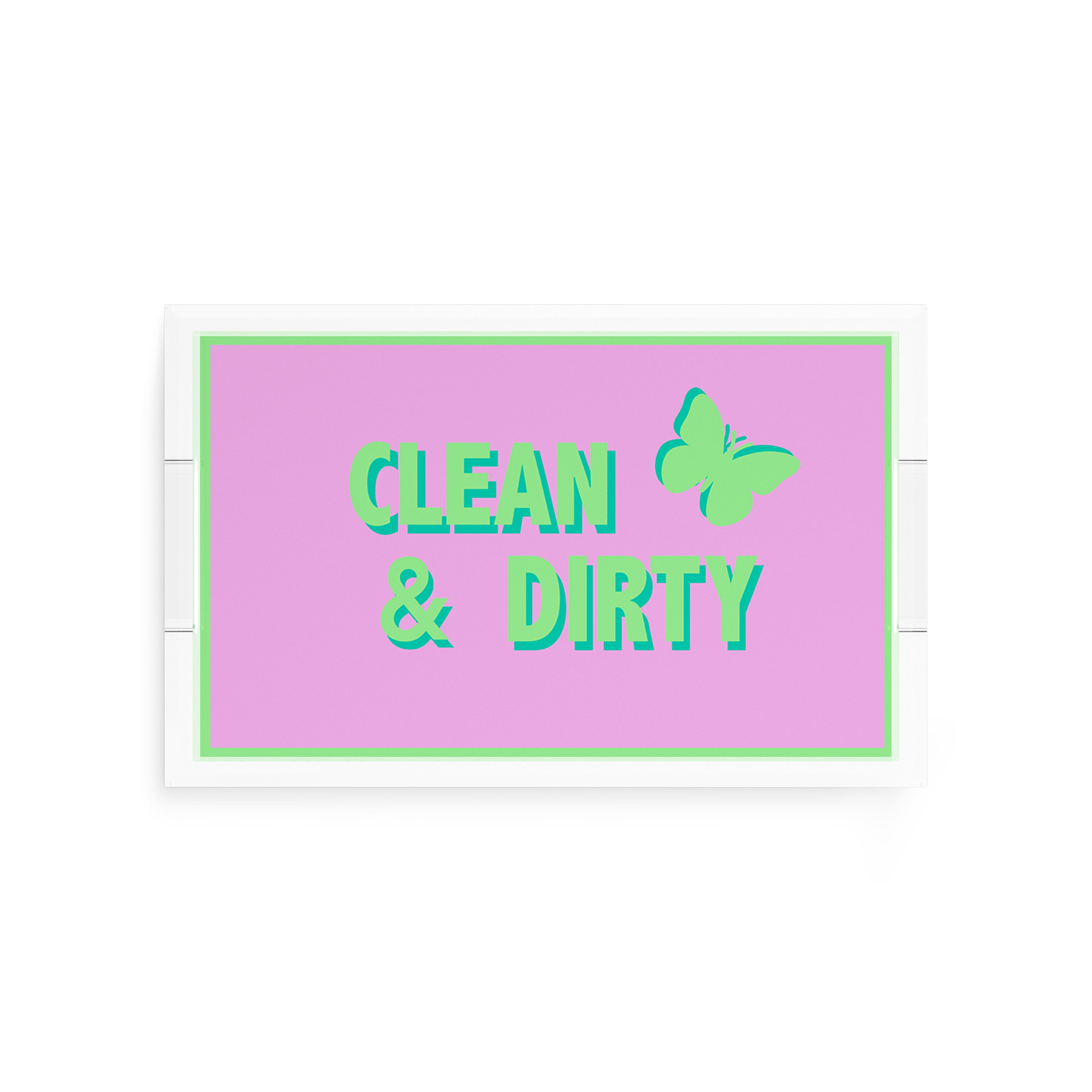 Canasta Clean and Dirty Lime Lilac 12.5x7.75 Acrylic Tray - nicolettemayer.com 