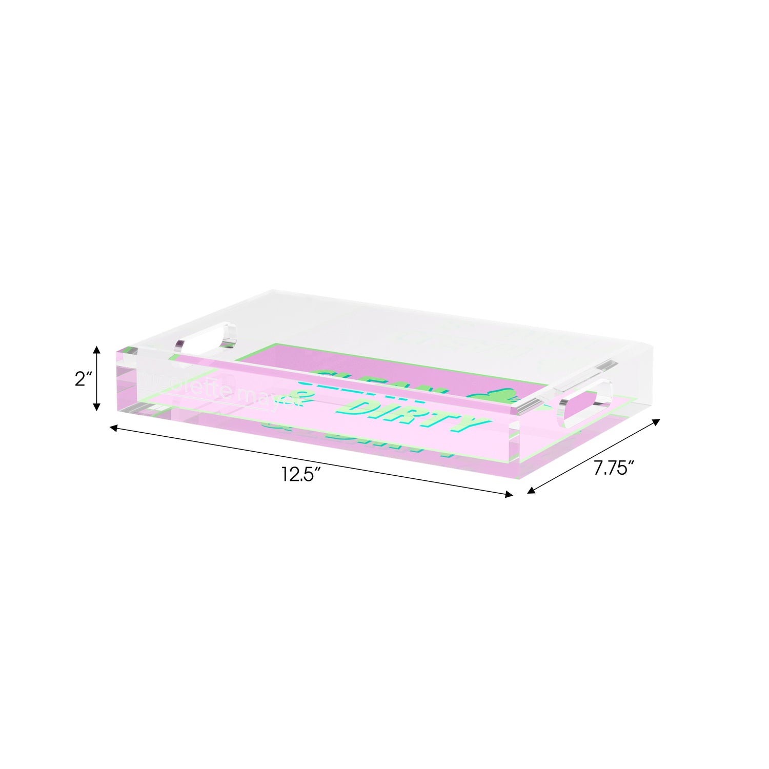 Canasta Clean and Dirty Lime Lilac Set of 3 Acrylic Tray - nicolettemayer.com 