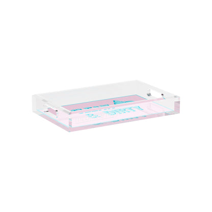 Canasta Clean and Dirty Pale Pink Blue 12.5x7.75 Acrylic Tray - nicolettemayer.com 