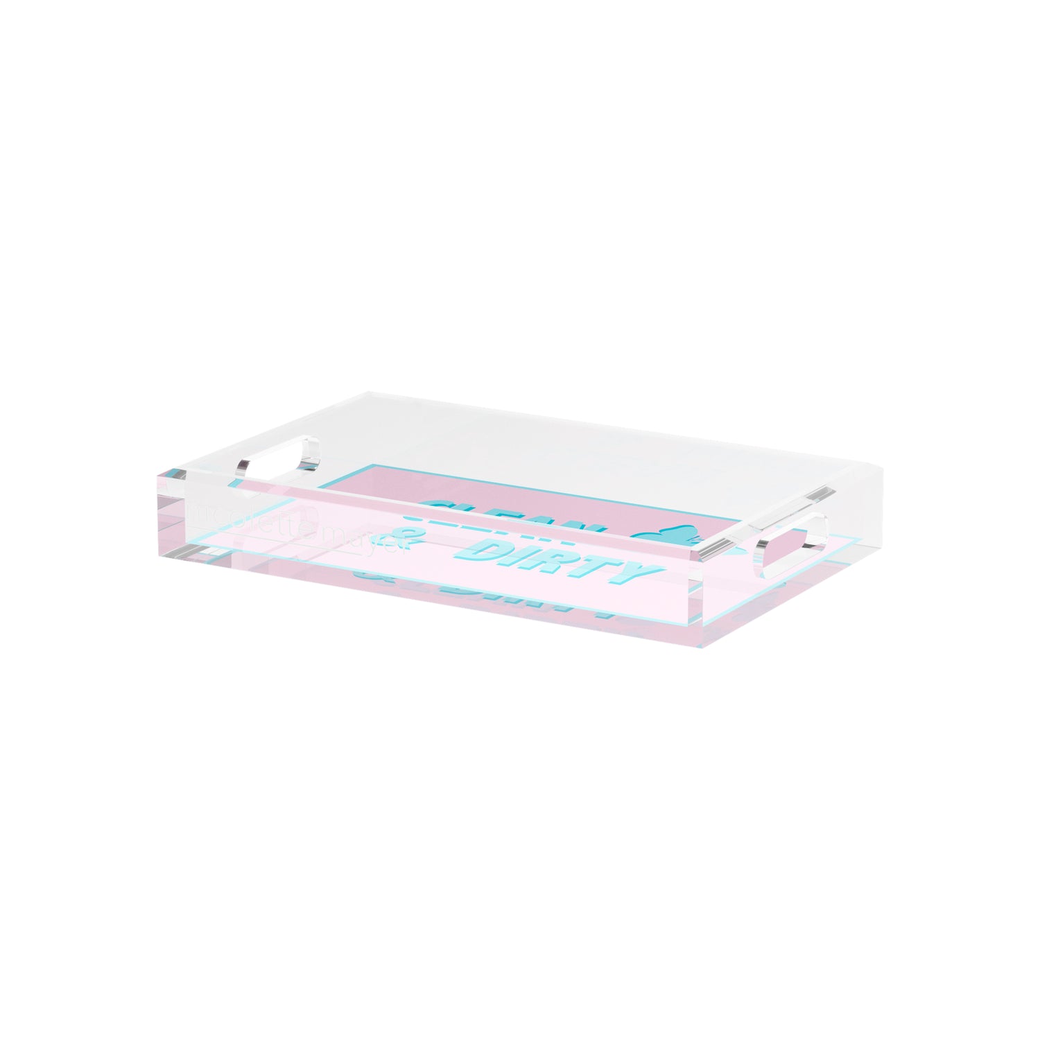 Canasta Clean and Dirty Pale Pink Blue 12.5x7.75 Acrylic Tray - nicolettemayer.com 